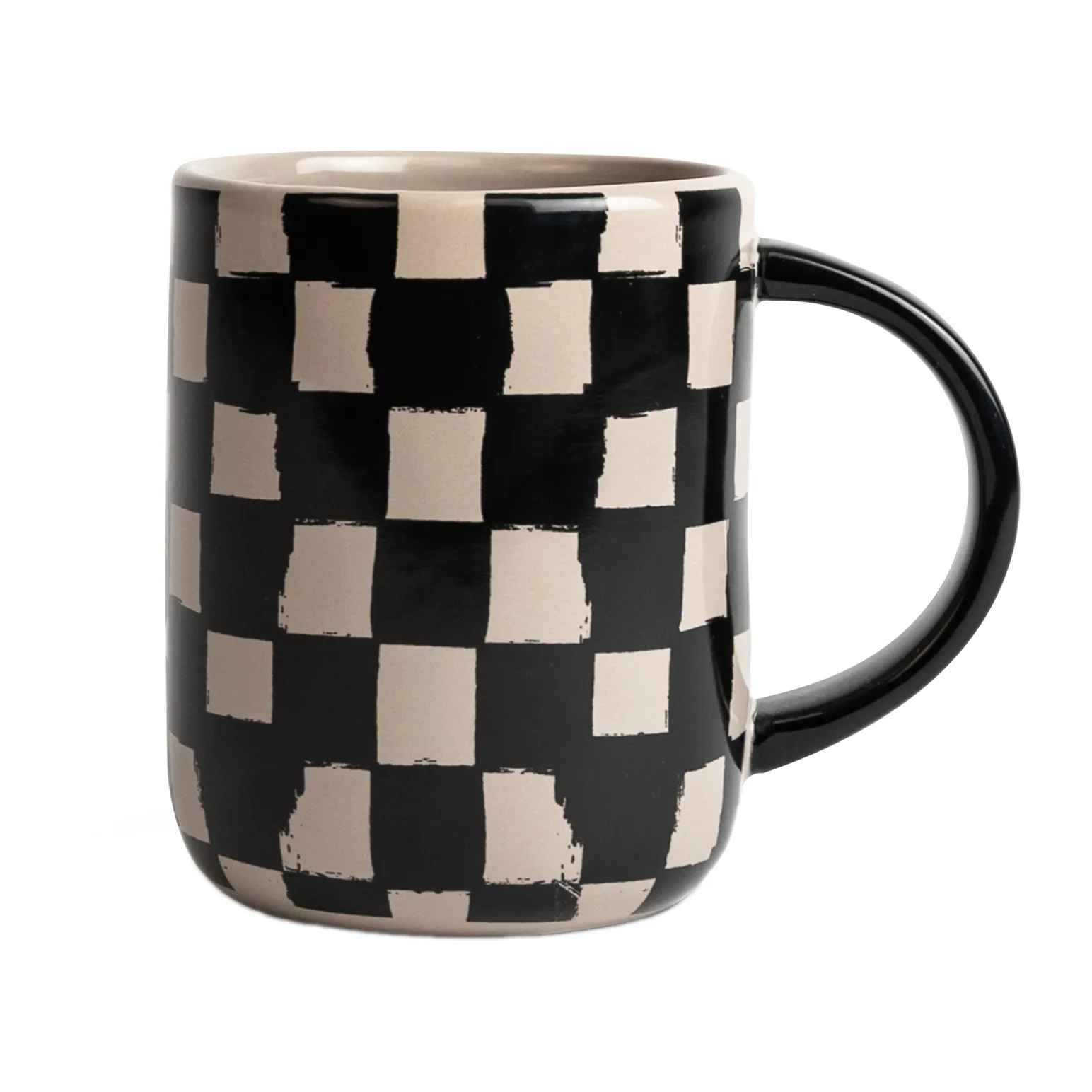 Mug Liz à carreaux 28 cl, Noir-beige Byon