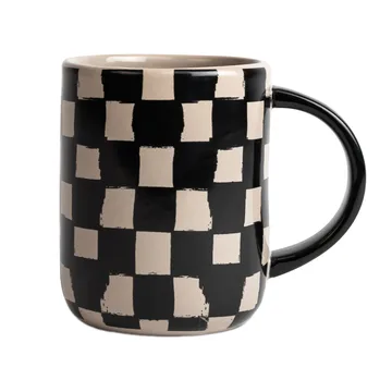 Mug Liz à carreaux 28 cl - Noir-beige - Byon