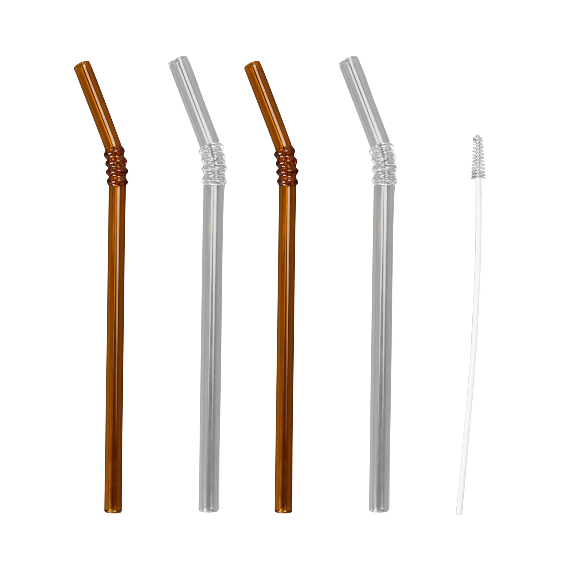Pailles Smile Lot de 4, Transparent-marron Byon