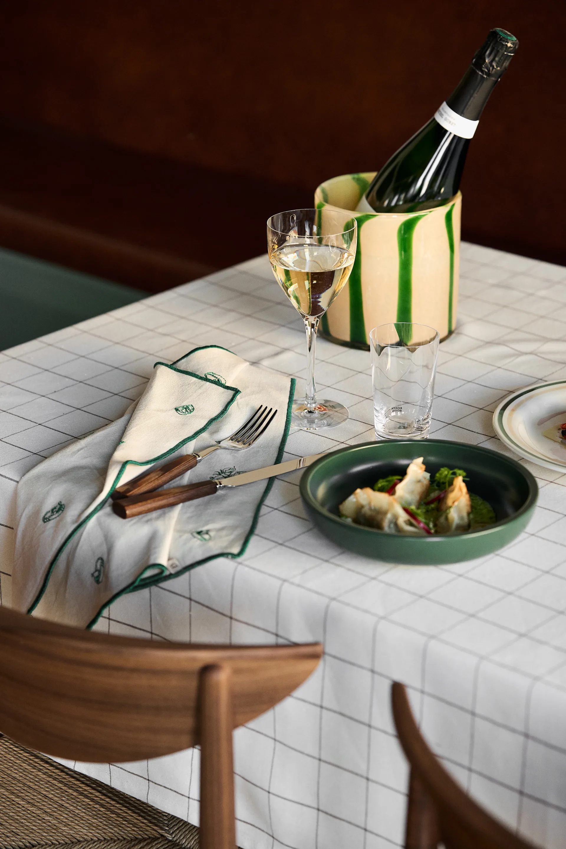 Photophore-Vase Calore M Ø15cm, Green-beige Byon