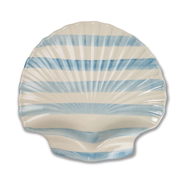 Plat de service Armona stripe 32x32,5 cm - Bleu clair-blanc - Byon