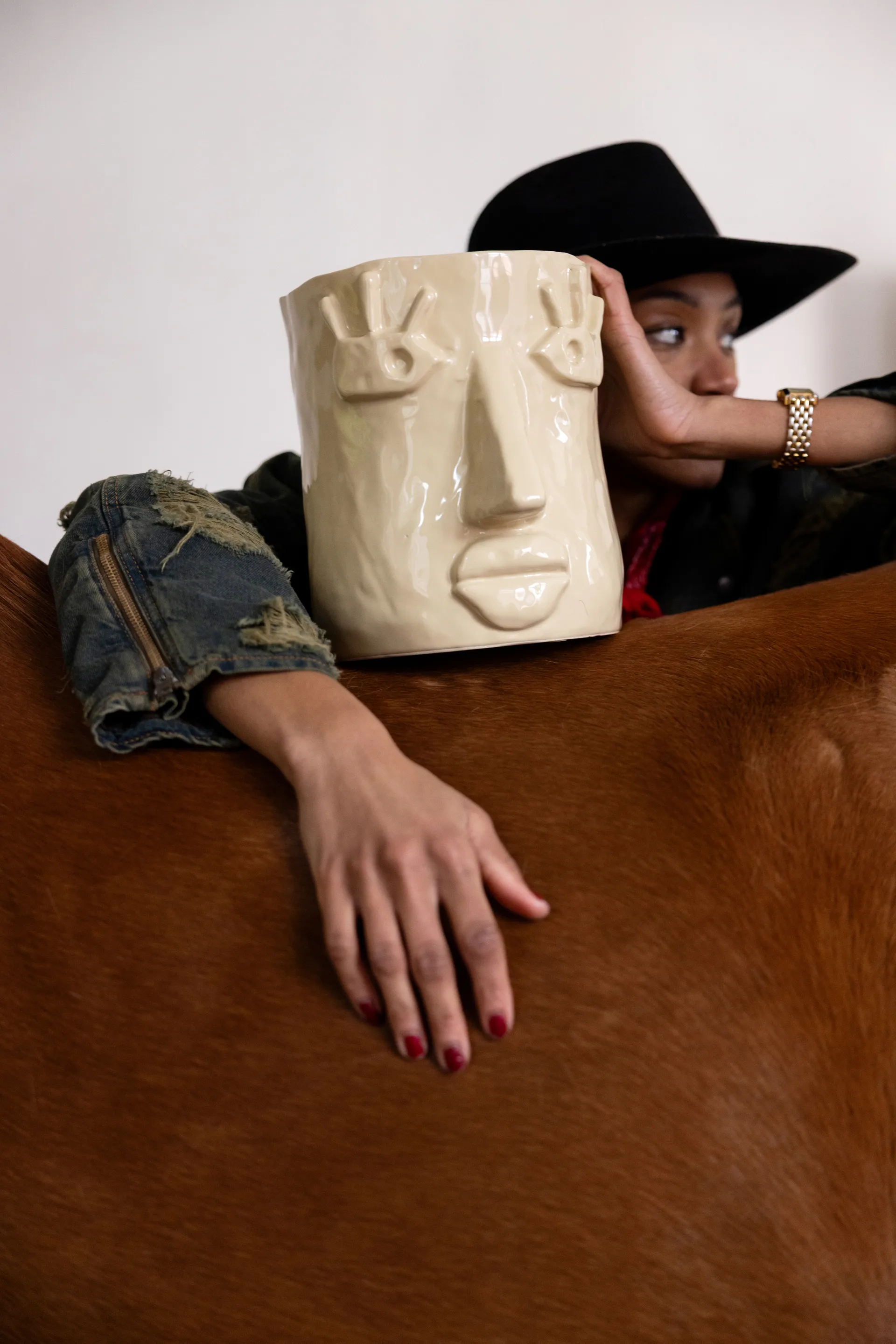 Pot Facy L 24x19x22 cm, Beige Byon