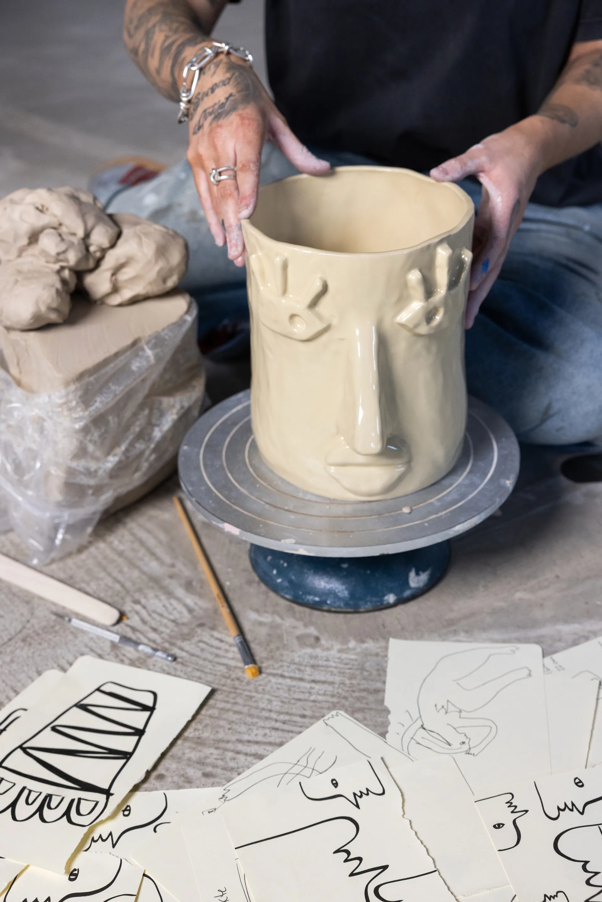 Pot Facy L 24x19x22 cm, Beige Byon