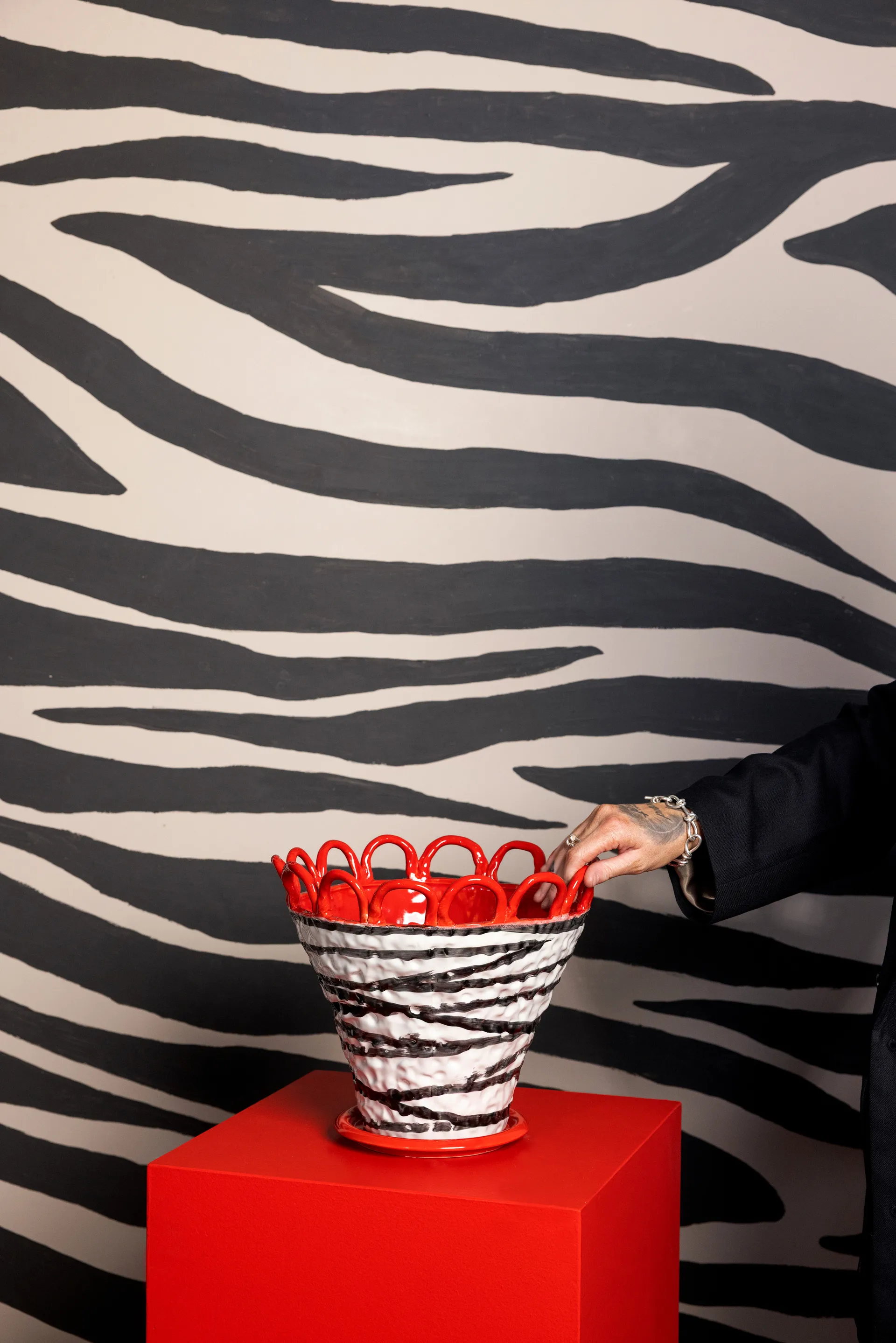 Pot Patty L Ø30 cm, Zebra-rouge Byon