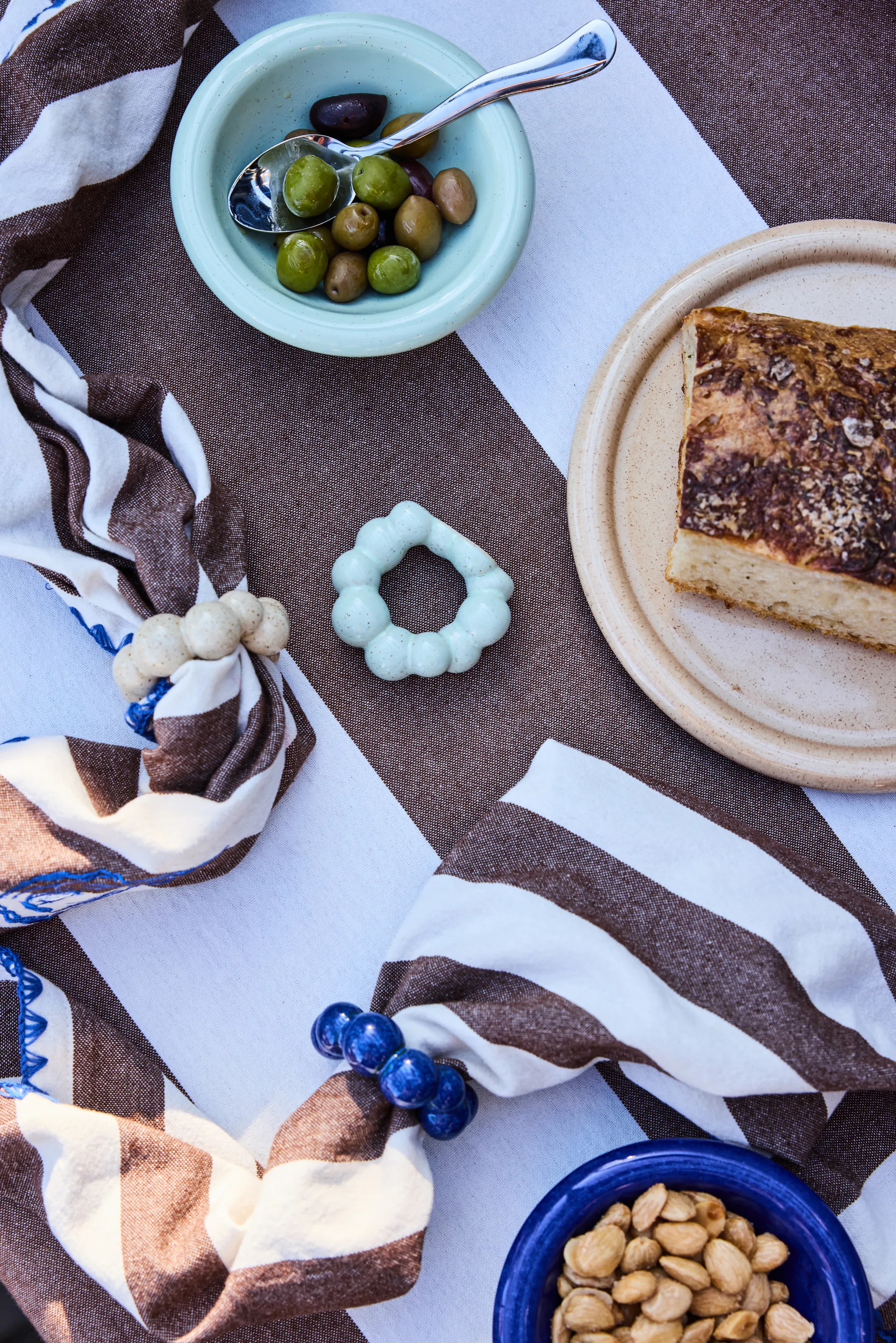 Rond de serviette Porto lot de 4, Bleu Byon