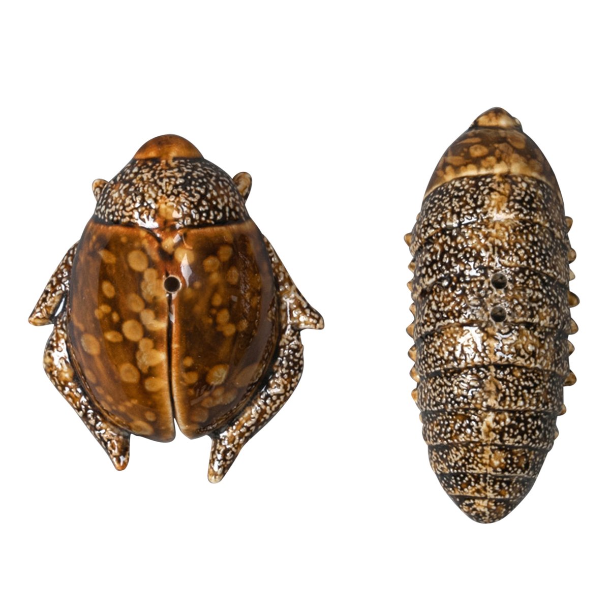 byon salière et poivrière scarabées brun