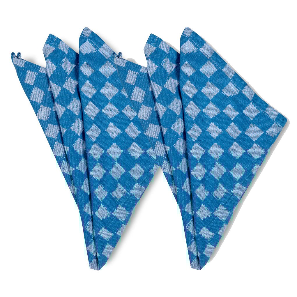 Byon Serviette en tissu Checki Lot de 2 Bleu | Design Scandinave | Serviettes en lin & en coton | Bleu