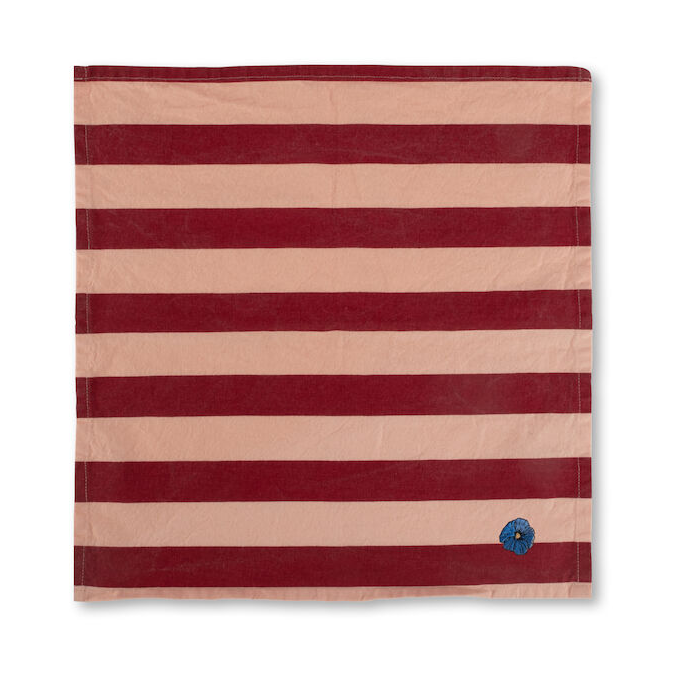Byon Serviette Leya Stripe 45x45 cm, lot de 2 Rouge-rose