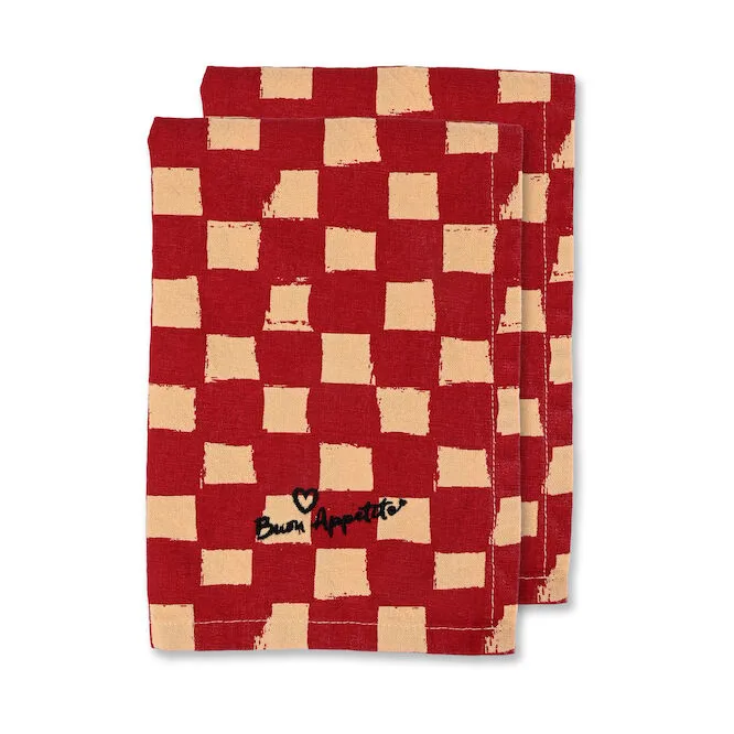 Serviette Love 45x45 cm paquet de 2, Sable rouge Byon