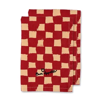 Serviette Love 45x45 cm paquet de 2 - Sable rouge - Byon