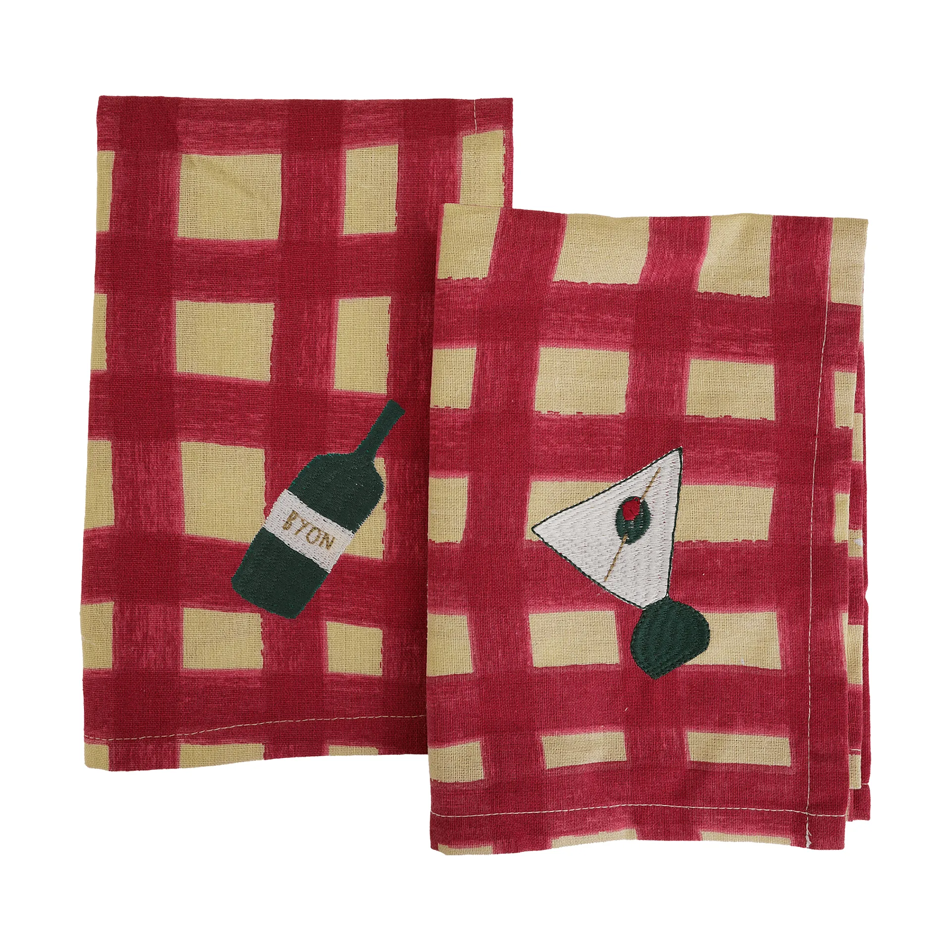 Serviettes de table Sera, lot de 2, Rouge, 45x45 cm Byon