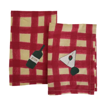 Serviettes de table Sera, lot de 2 - Rouge, 45x45 cm - Byon