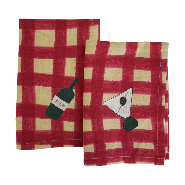 Serviettes de table Sera, lot de 2 - Rouge, 45x45 cm - Byon