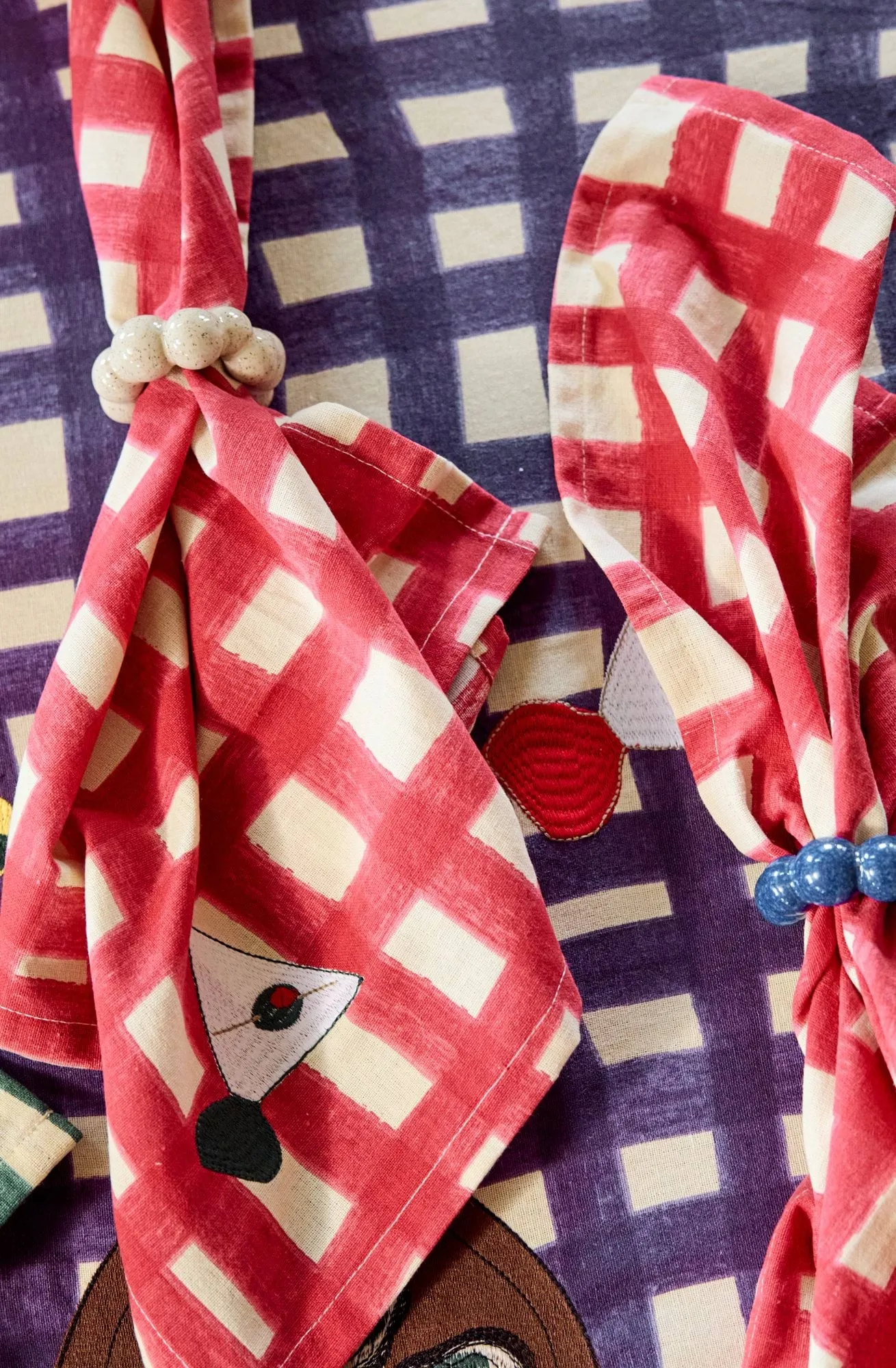 Serviettes de table Sera, lot de 2, Rouge, 45x45 cm Byon