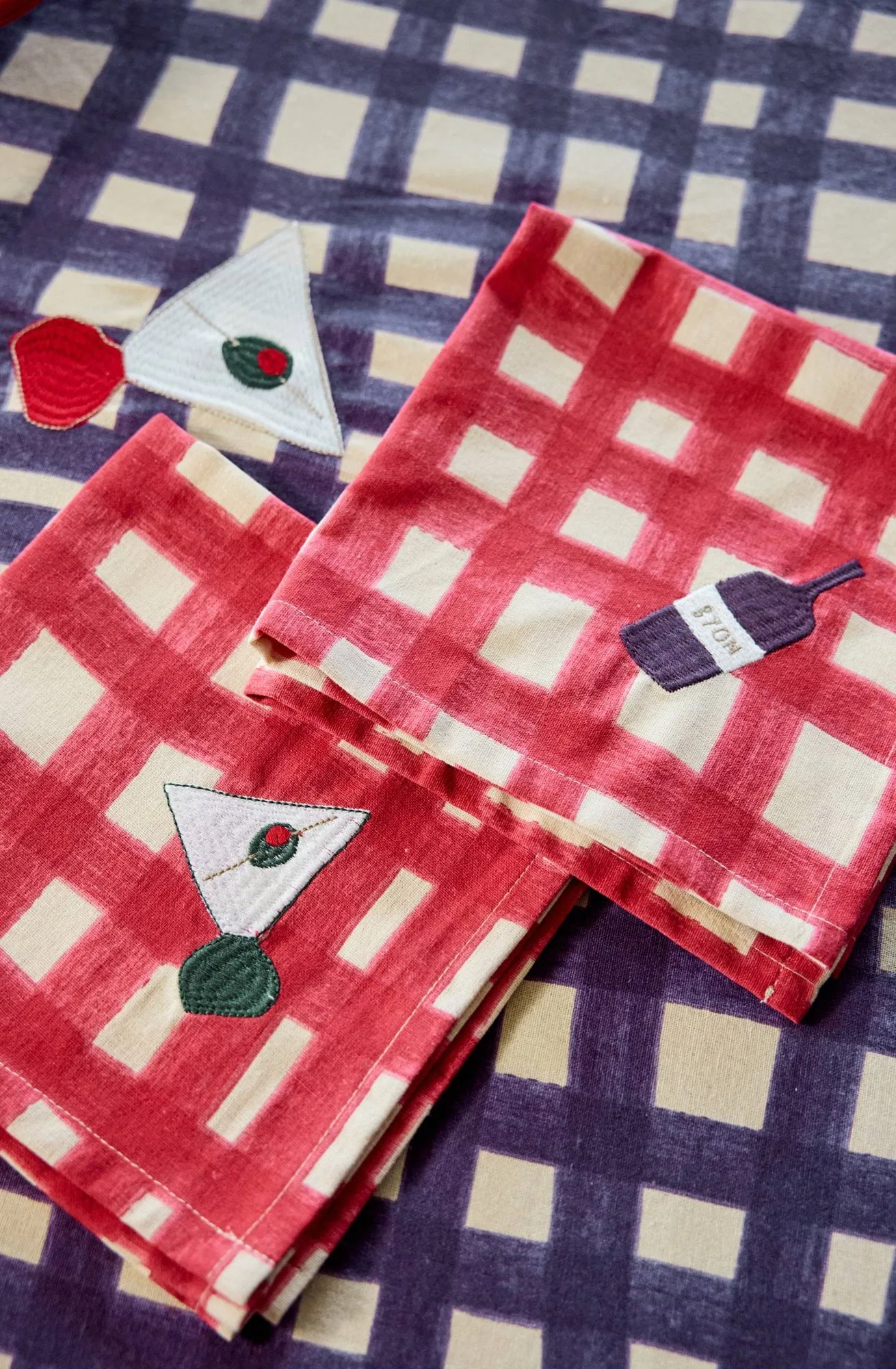 Serviettes de table Sera, lot de 2, Rouge, 45x45 cm Byon