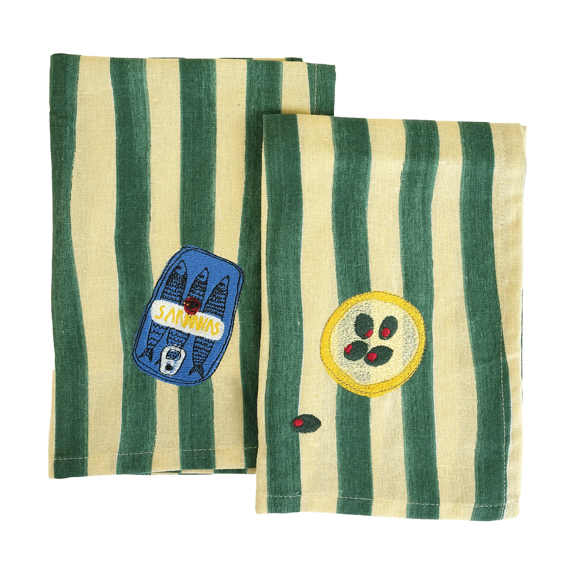Serviettes de table Sera, lot de 2, Vert, 45x45 cm Byon