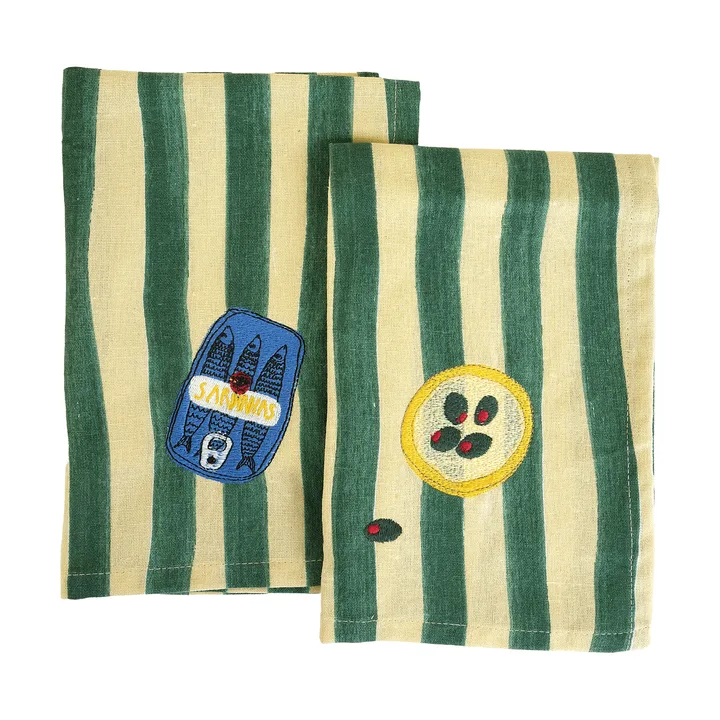 Serviettes de table Sera, lot de 2 - Vert, 45x45 cm - Byon