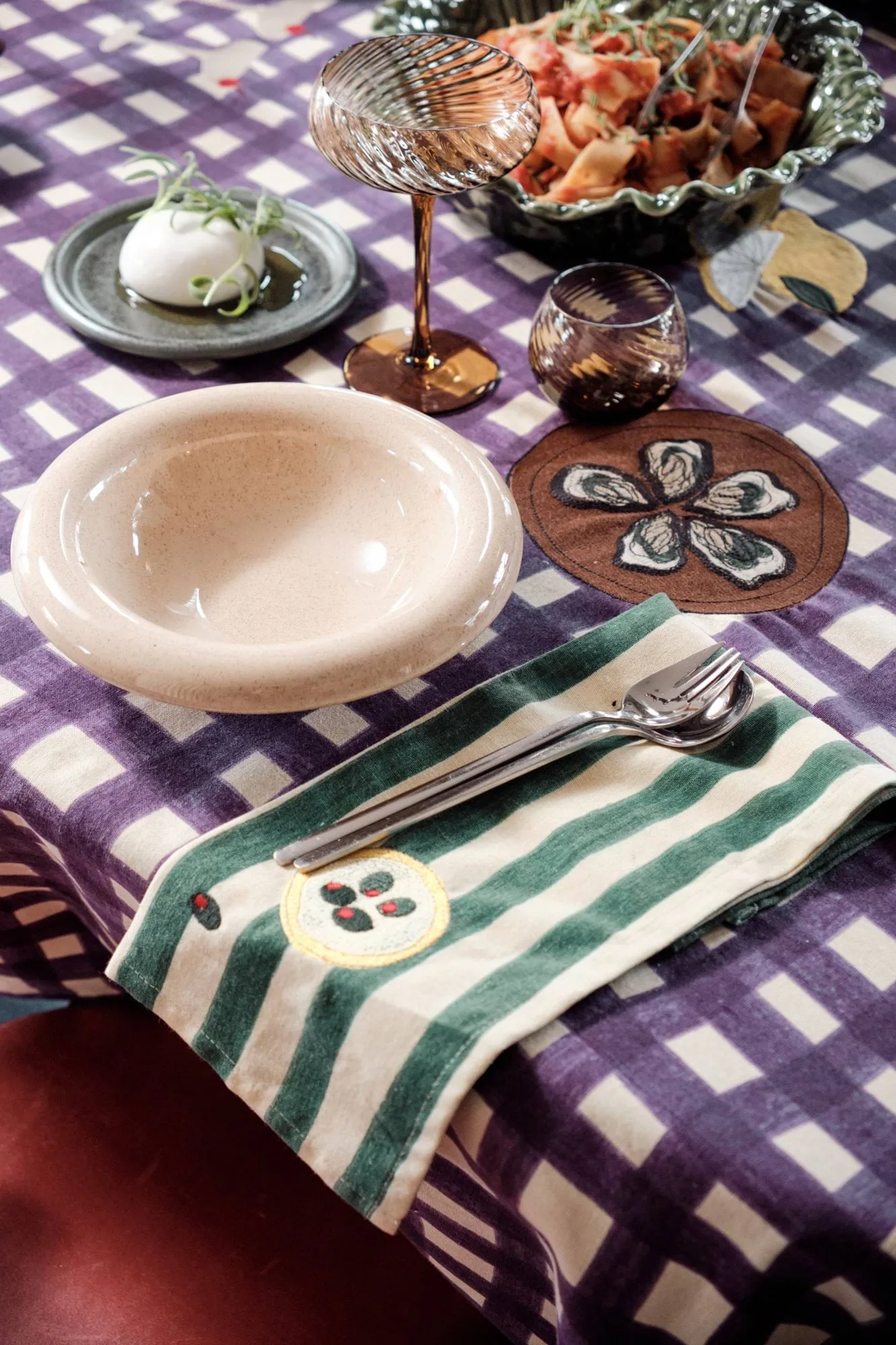 Serviettes de table Sera, lot de 2, Vert, 45x45 cm Byon