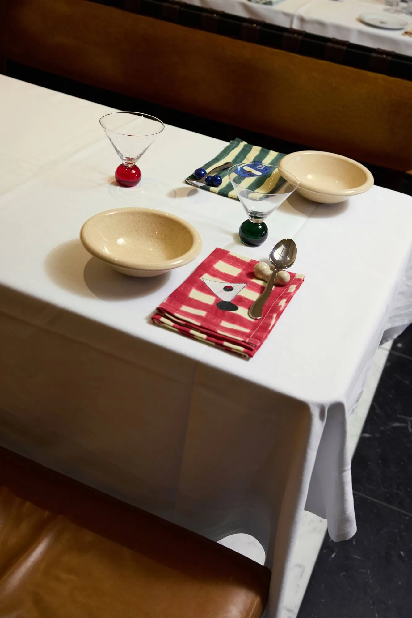 Serviettes de table Sera, lot de 2, Vert, 45x45 cm Byon