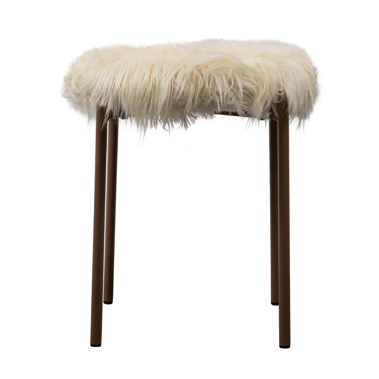 Tabouret avec fourrure June, Blanc-marron Byon