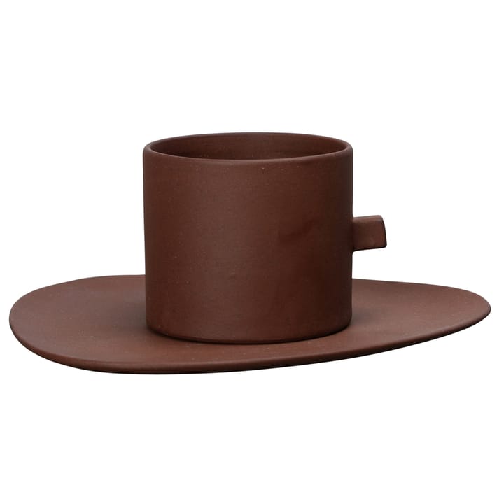 Tasse à café Clay avec soucoupe, Brun Byon