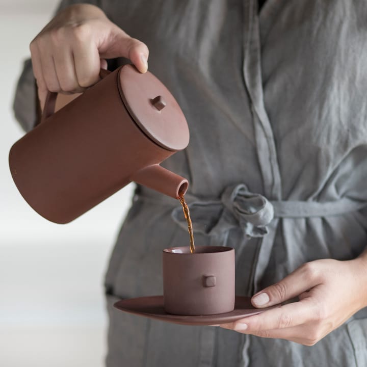 Tasse à café Clay avec soucoupe, Brun Byon