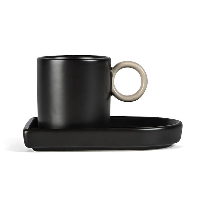 Tasse à espresso avec soucoupe Niki - Black-beige - Byon