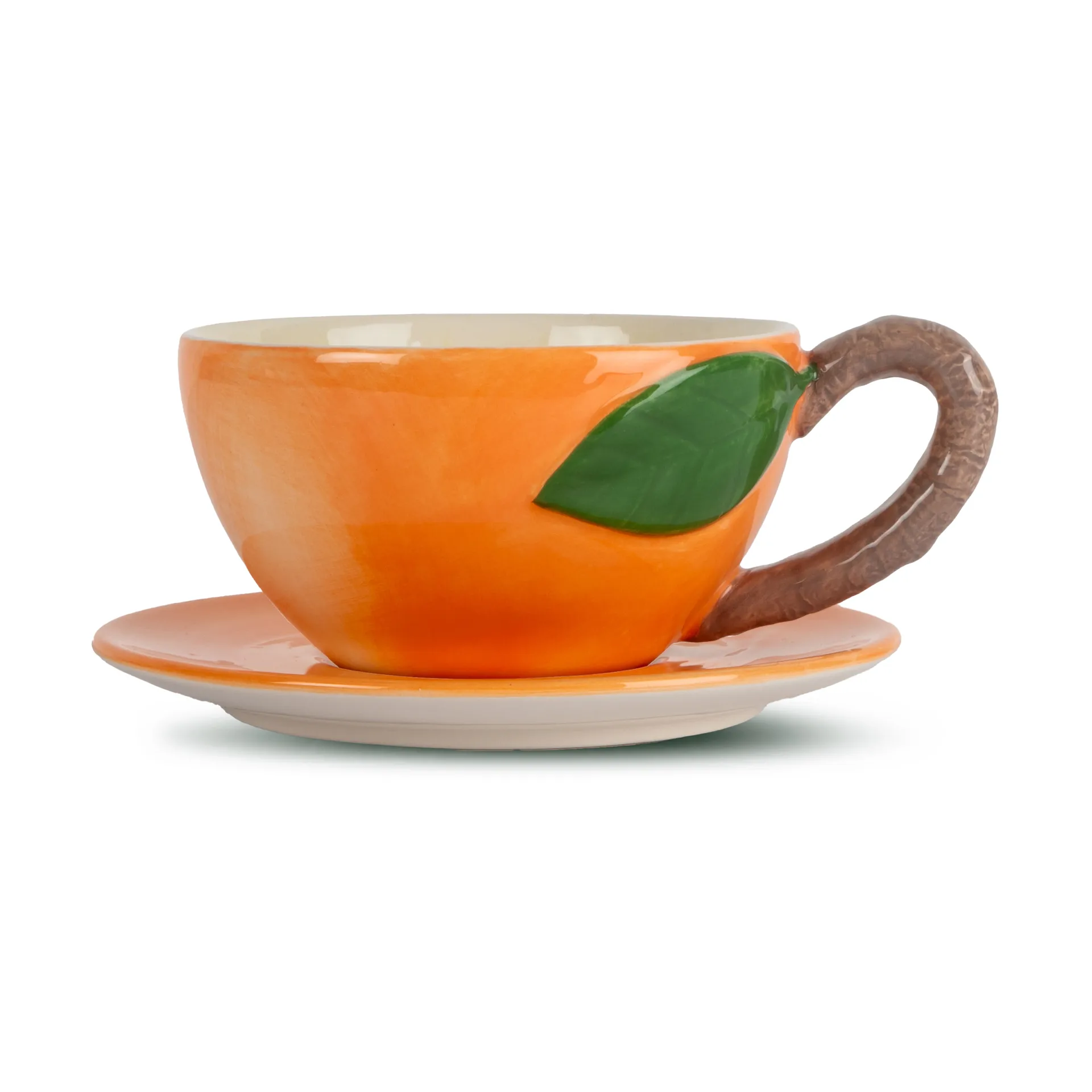 Tasse Peach avec soucoupe, Orange Byon