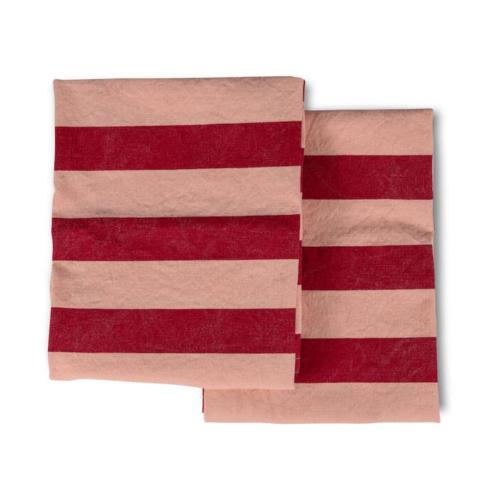 Torchon Leya Stripe 50x70 cm, lot de 2 - Rouge-rose - Byon