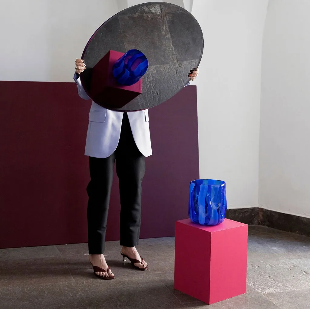 Vase Triton 24 cm, Bleu Byon