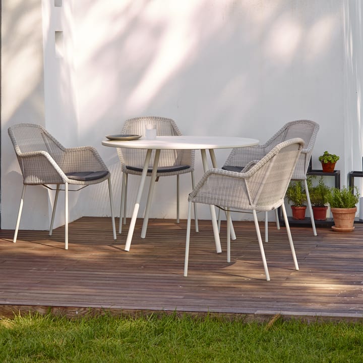 Chaise empilable Breeze weave, avec accoudoirs, White grey Cane-line