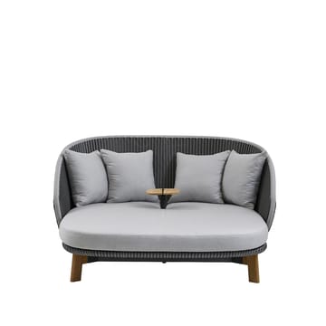 Chaise longue Peacock Weave - Cane-Line Natté grey/light grey, incl. coussins light grey & table - Cane-line