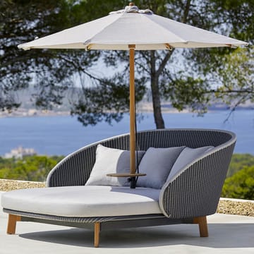 Chaise longue Peacock Weave - Cane-Line Natté grey/light grey, incl. coussins light grey & table - Cane-line