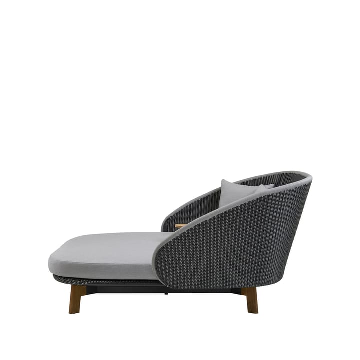 Chaise longue Peacock Weave - Cane-Line Natté grey/light grey, incl. coussins light grey & table - Cane-line