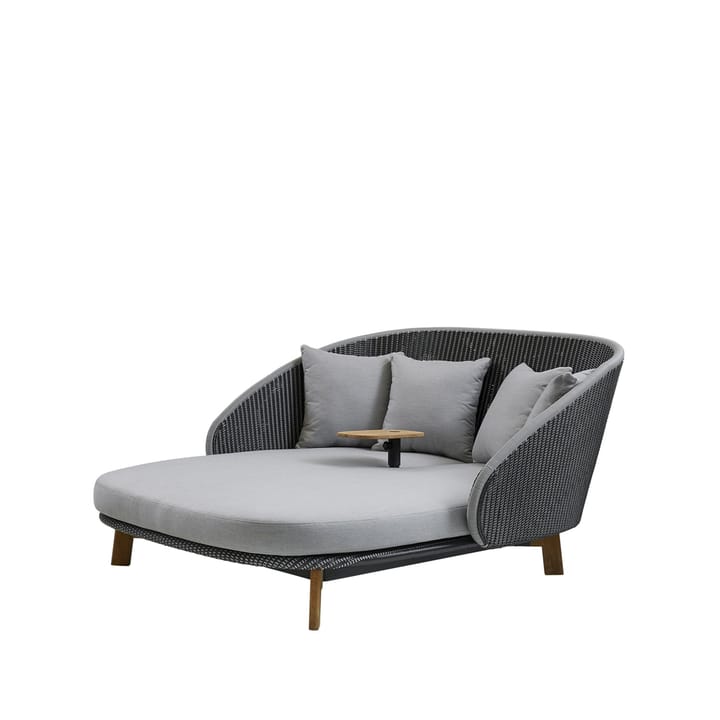 Chaise longue Peacock Weave - Cane-Line Natté grey/light grey, incl. coussins light grey & table - Cane-line