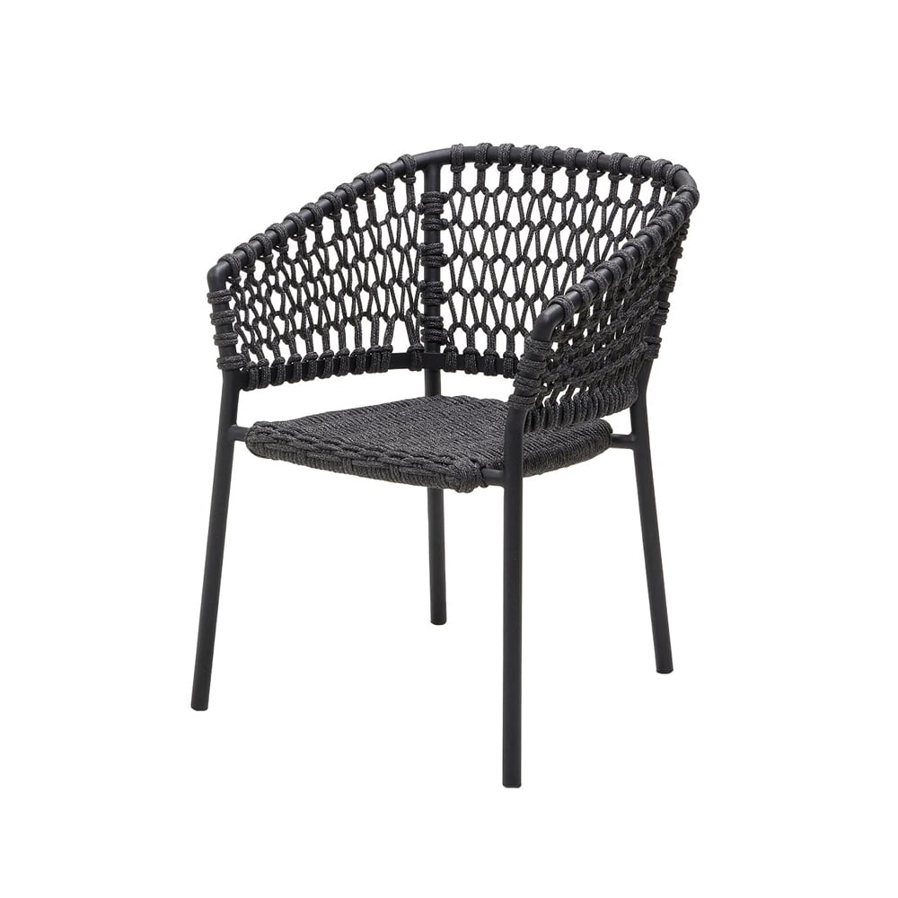 Cane-line Chaise Ocean soft rope avec accoudoirs Dark grey