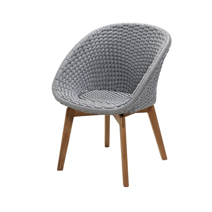 Chaise Peacock soft rope - Light grey, teak - Cane-line