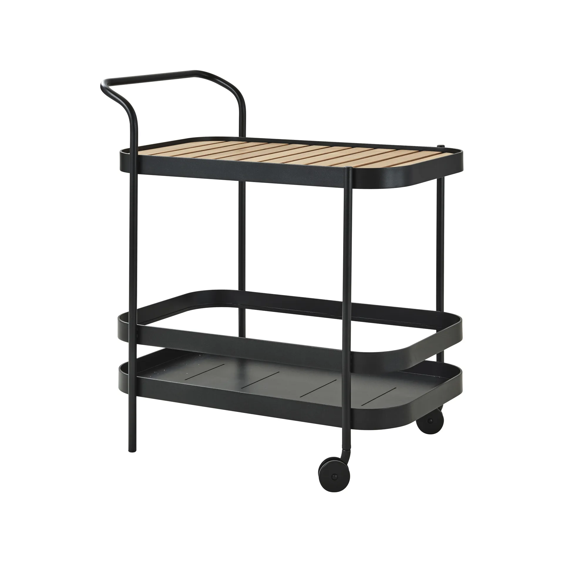 Chariot de service Roll, Lava grey, incl. plateau en teck Cane-line