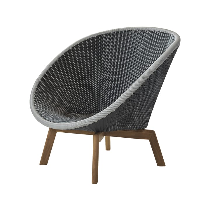 Fauteuil lounge Peacock Weave - Grey/Light grey, pieds en teck - Cane-line