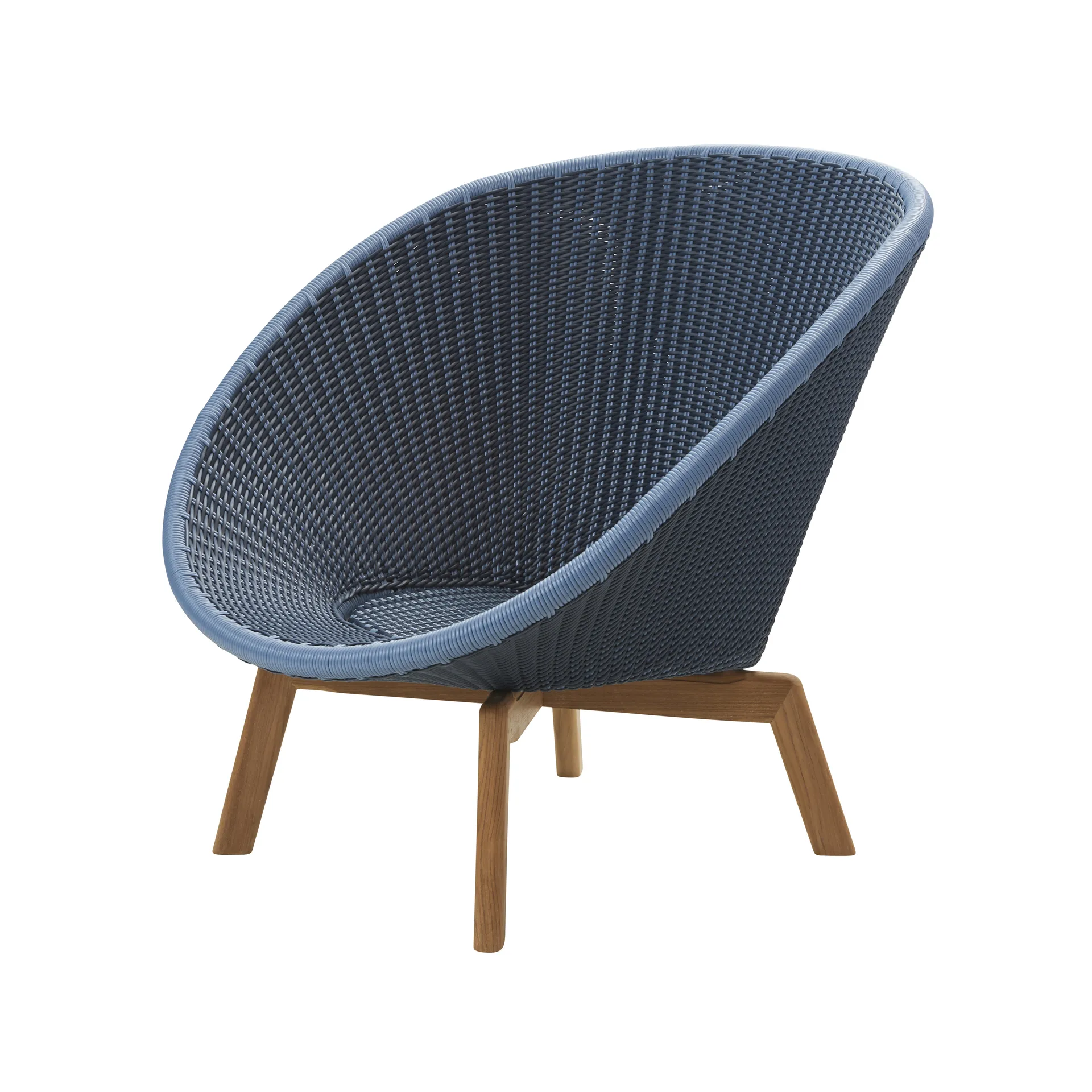 Fauteuil lounge Peacock Weave, Midnight/dusty blue, pieds en teck Cane-line