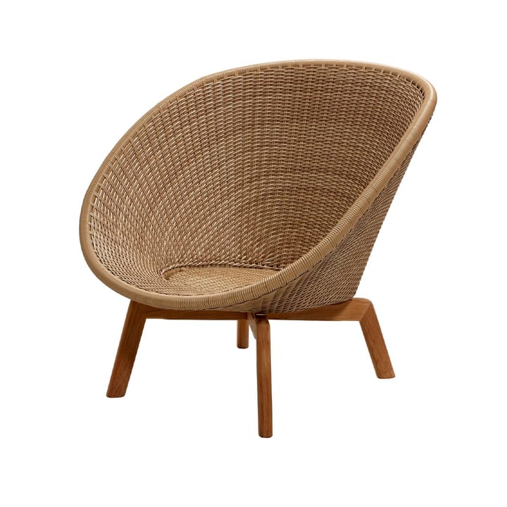 Fauteuil lounge Peacock Weave - Natural, pieds en teck - Cane-line