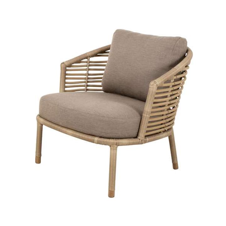 Fauteuil Sense Lounge - Cane-Line Natté taupe, naturel, incl coussins taupe - Cane-line