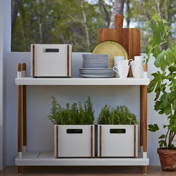 Système d'étagères Frame - Lava grey, bas, teck - Cane-line