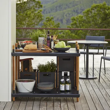 Système d'étagères Frame - Lava grey, bas, teck - Cane-line