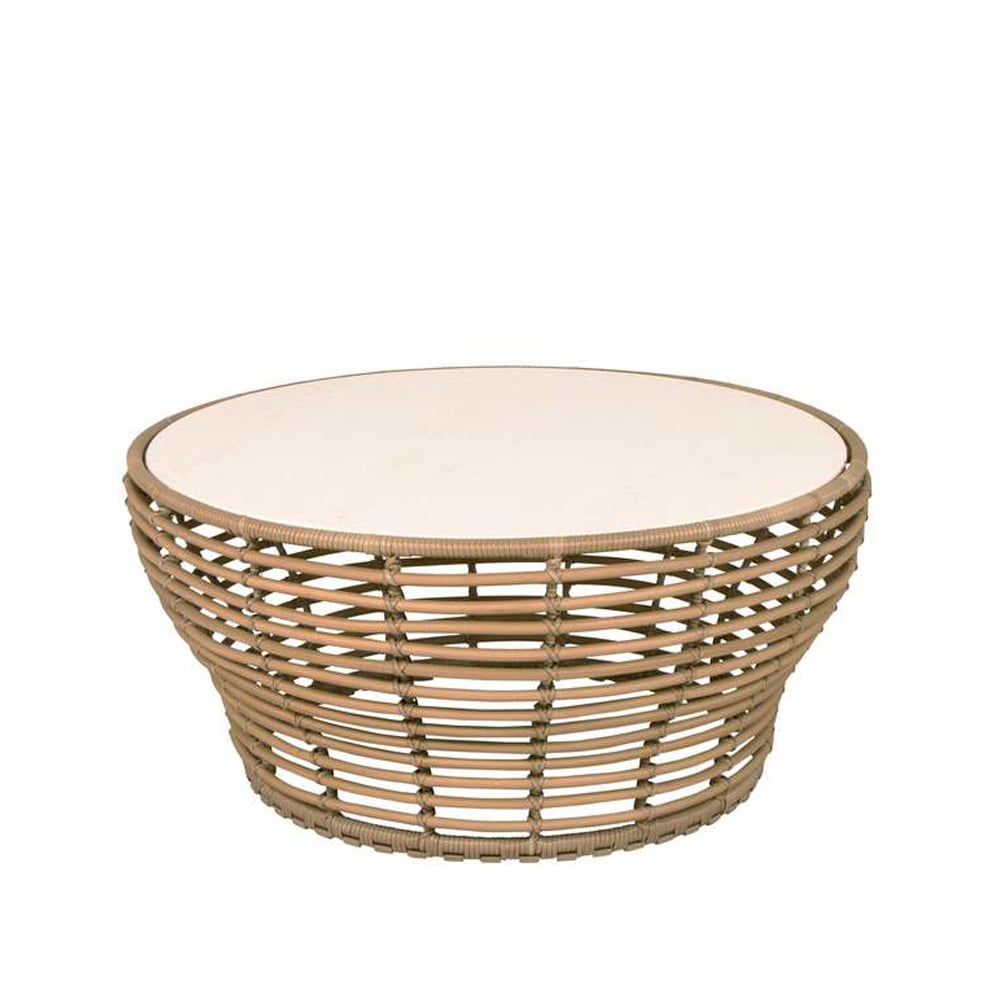 Cane-line Table basse Basket Travertin, grand, support tressé naturel