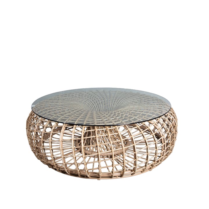 Table/tabouret Nest - Naturel, grand, incl. plateau en verre - Cane-line