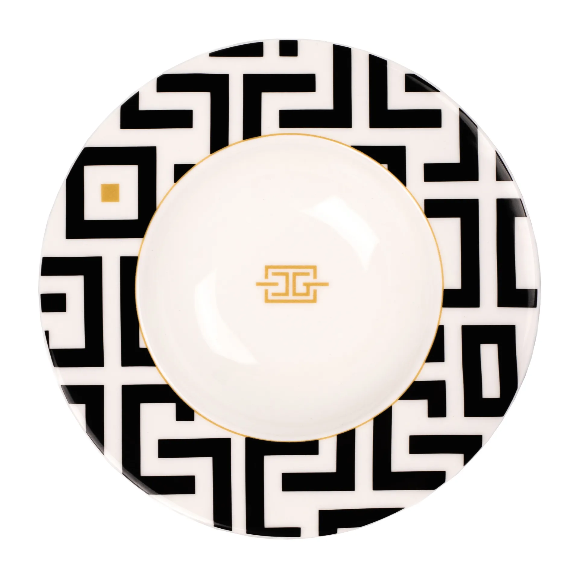 Assiette creuse DECO Ø24,5 cm, Blanc-noir Carolina Gynning