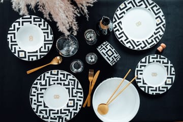 Assiette creuse DECO Ø24,5 cm - Blanc-noir - Carolina Gynning