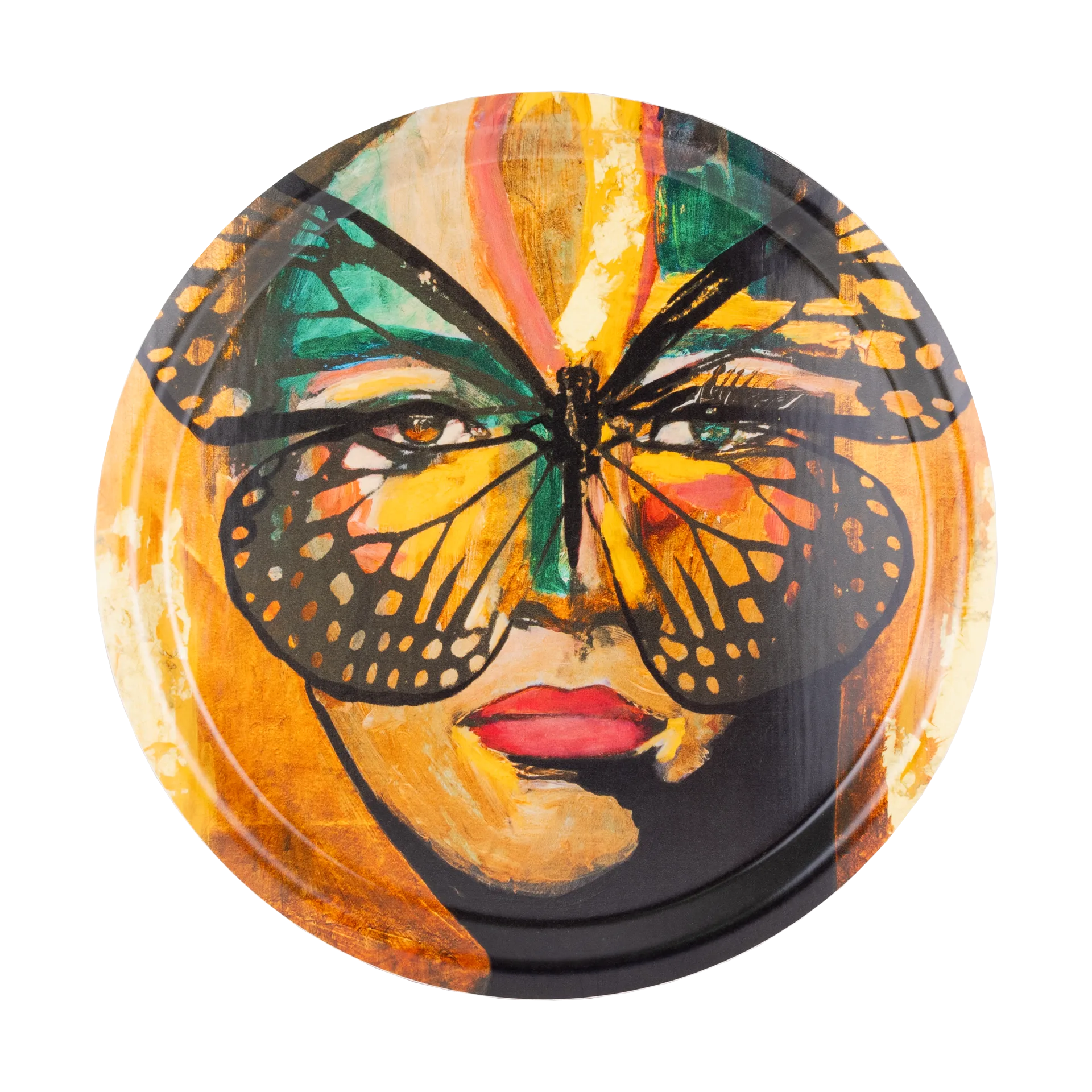 Plateau Golden Butterfly Ø31 cm, Orange-black Carolina Gynning