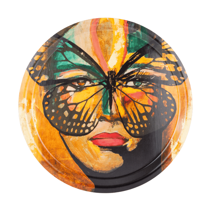 Plateau Golden Butterfly Ø31 cm - Orange-black - Carolina Gynning